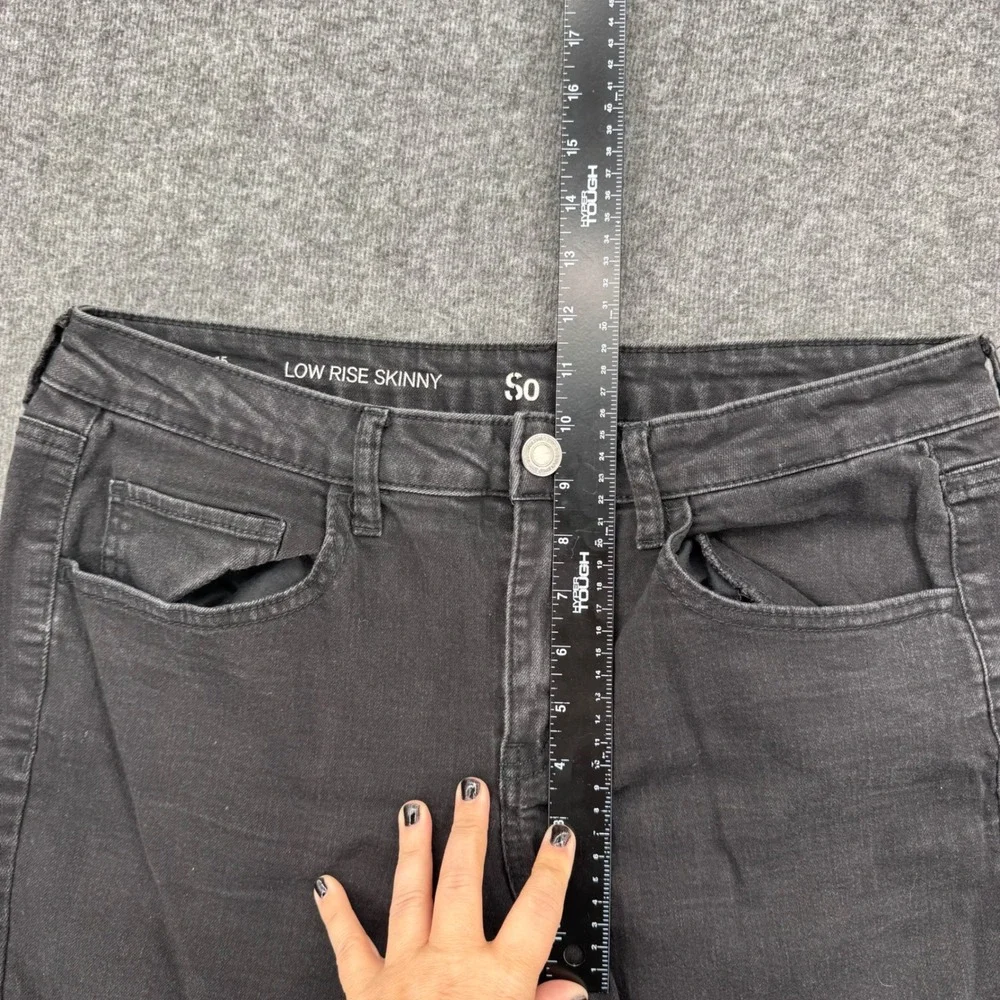 SO Womens High Rise Skinny Jeans Black Wash Stretch Denim Size 15 Casual  y2k